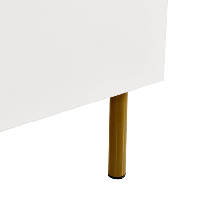Dressoir – Sideboard – Opbergkast – Ladekast – Kast – Wit MDF – Met Metalen Handgrepen en Poten – Compact 80x36x90 cm – Minimalistisch Design