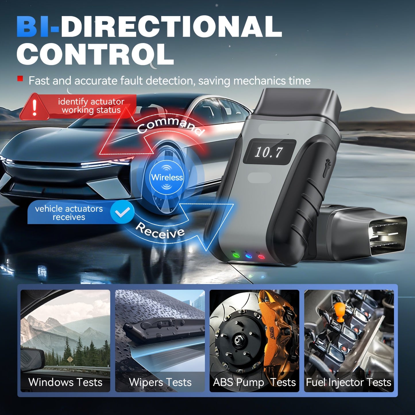 OBD2 Scanner – Autodiagnose Tool – Foutcode Uitlezer – Draadloze Diagnose – Auto Scanner – 19+ Resetfuncties – Live Data Monitoring