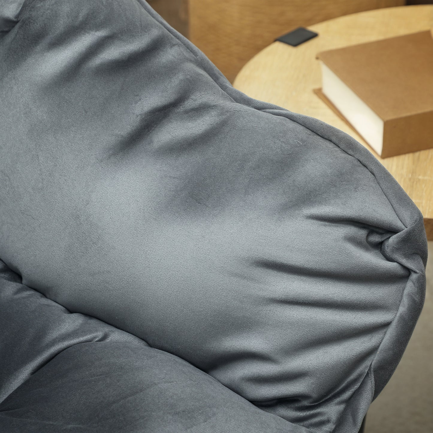Fauteuil – Zetel – Lounge Stoel – Relaxstoel – Accentstoel – Grijs – Stalen Pootjes – Zijvakken