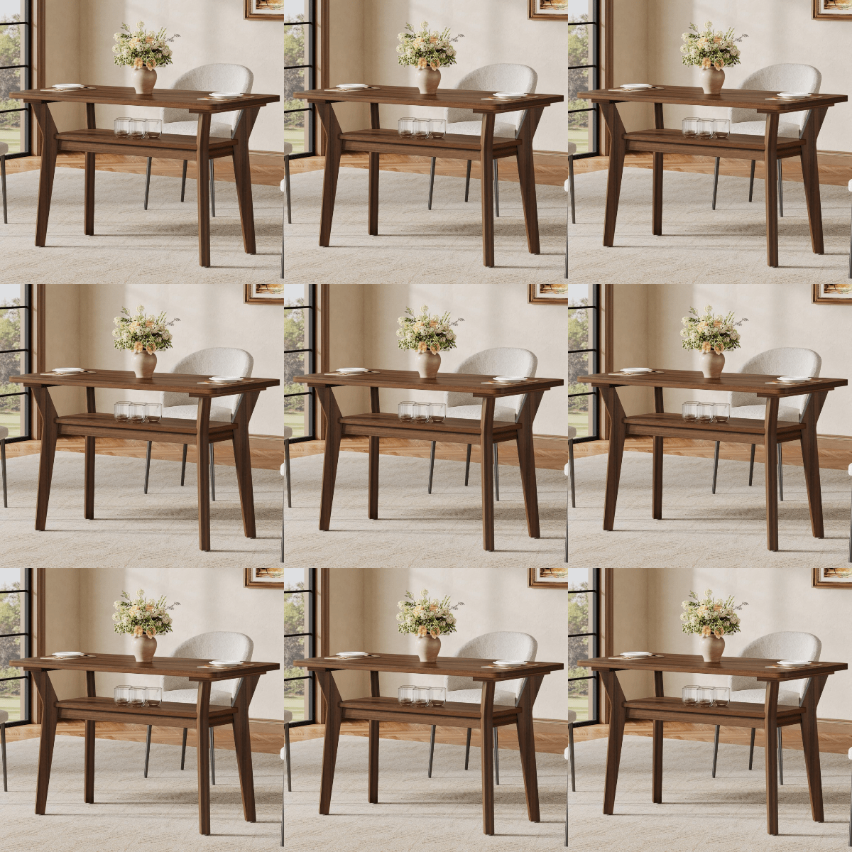 47-inch-modern-farmhouse-dining-table-for-4-with-2-tier-storage---solid-wood-legs--engineered-wood-top-walnut-large-rectangle-kitchen-table-for-dining-room--living-room-easy-assembly-required-space-saving-design-with-lower-shelf-contemporary-s