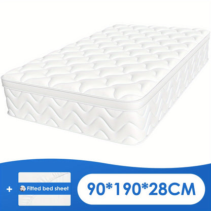Pocketveringmatras – Ergonomisch Matras – 7-Zone Vering – Federkern Matras – Eenpersoonsmatras – 90x190x28 cm – Medium Stevig – Pillow Top Met Katoenen Hoes