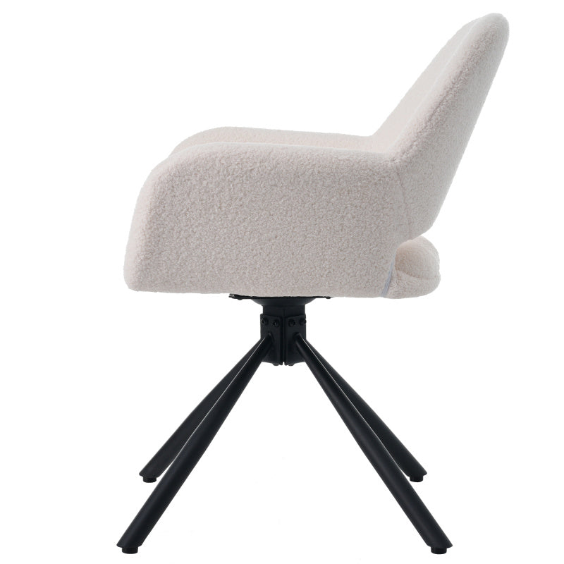 Sherpa Stoelen – Eetkamerstoelen – Bureau Stoelen – Woonkamerstoelen – Zithoek Stoelen – Zachte Sherpa Bekleding – Stevige Metalen En Houten Frame – Wit – Set Van 4