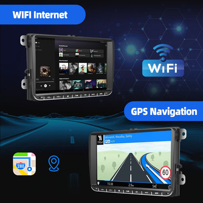 Multimedia Car Stereo – Auto Radio – Navigatiesysteem – GPS Speler – Draadloze CarPlay – 9 Inch IPS Touchscreen – AHD Achteruitrijcamera & Microfoon