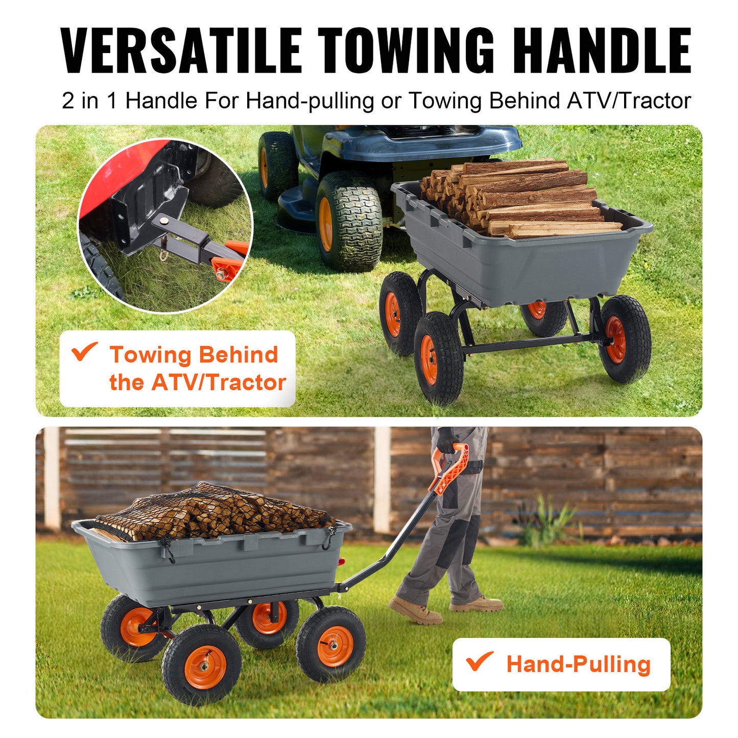 Tuinkar – Kiepkar – Tuintrolley – Bolderwagen – Kruiwagen – Robuust Polyethyleen – Laadvermogen 545 kg – 183 Liter Laadvolume