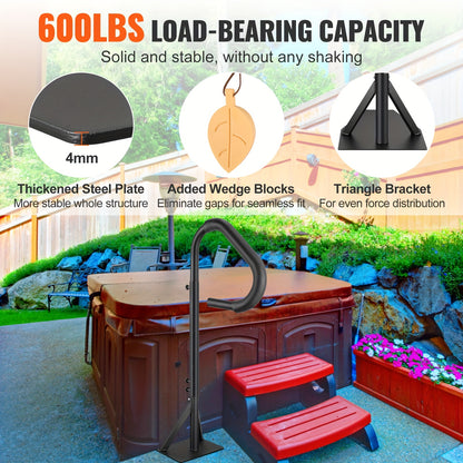 Hot Tub Handgreep – Spa Handrail – Veiligheidsleuning – In- en Uitstapbeugel – Spa Beugel – Verstelbaar 122-160 cm – Roestvrij Aluminium – 360° Draaibaar & Draagkracht 272 kg