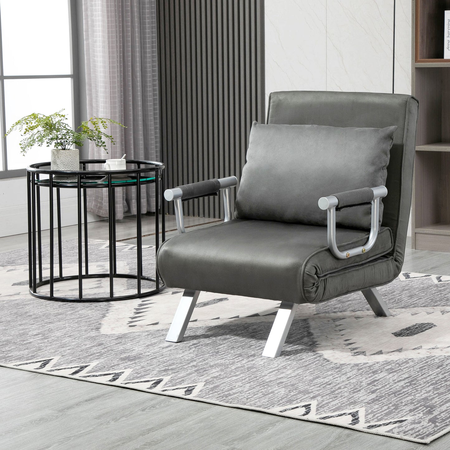 Relaxfauteuil – Relaxstoel – Loungefauteuil – Ligstoel – TV-stoel – Verstelbare Rugleuning – Compact 65x69x80 cm – Grijs