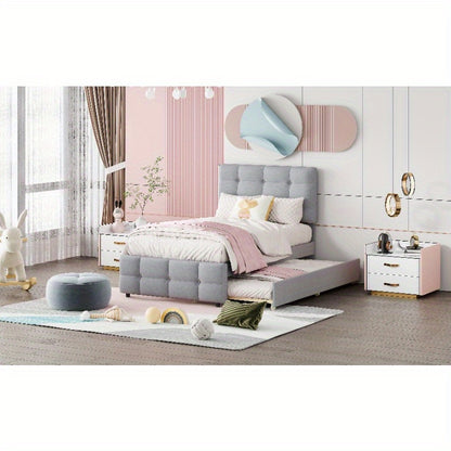 Verstelbaar Bed – Bedframe – Logeerbed – Eenpersoonsbed – Slaapbed – 90 x 200 cm – Huidvriendelijke Linnen Hoes – Laag Profiel Design