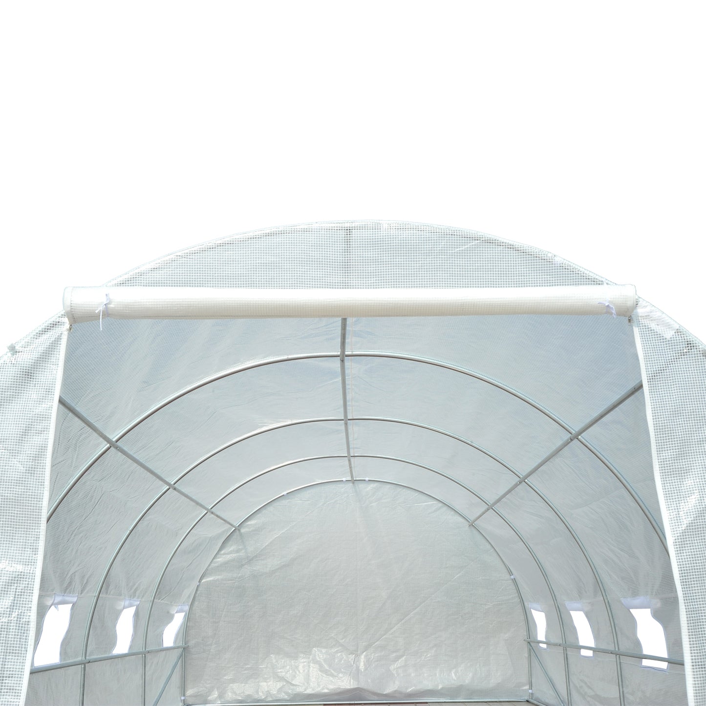 Folie Kas-Tunnel – Tunnelkas – Tuinkas – Plantentunnel – Groentekas – Stevig Gegalvaniseerd Stalen Frame – Inclusief Deur en Ventilatieraam – 595x300x200 cm – Wit