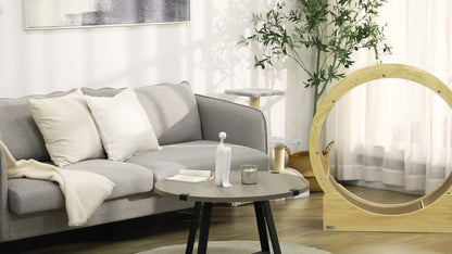 Kattenloopwiel – Kattenrad – Kattenrader – Kattenwiel – Kattenfitness – Natuurlijk houten ontwerp – Ingebouwde veiligheidsrem en krabmat