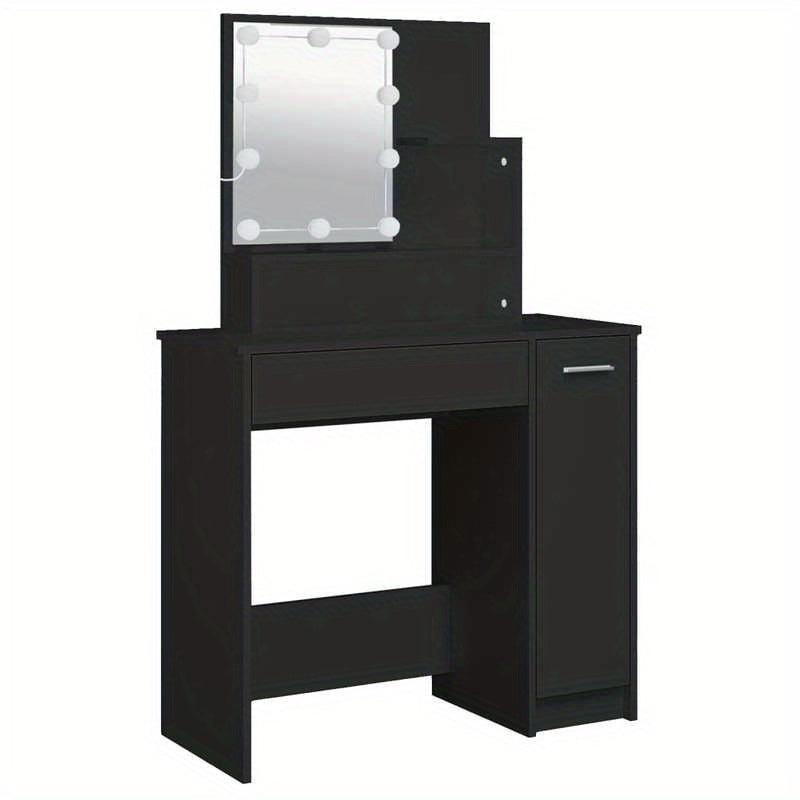 Kaptafel – Make-up Tafel – Vanity – Dressing Table – Make-up Station – Mat Zwart – MDF Materiaal – Compact Ontwerp met Lades