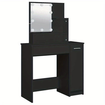 Kaptafel – Make-up Tafel – Vanity – Dressing Table – Make-up Station – Mat Zwart – MDF Materiaal – Compact Ontwerp met Lades