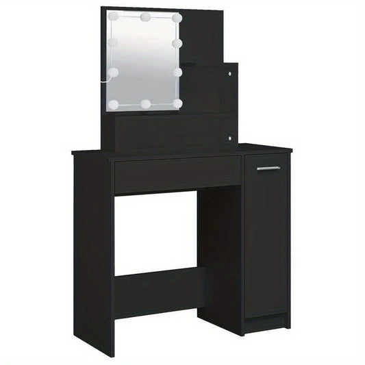 Kaptafel – Make-up Tafel – Vanity – Dressing Table – Make-up Station – Mat Zwart – MDF Materiaal – Compact Ontwerp met Lades