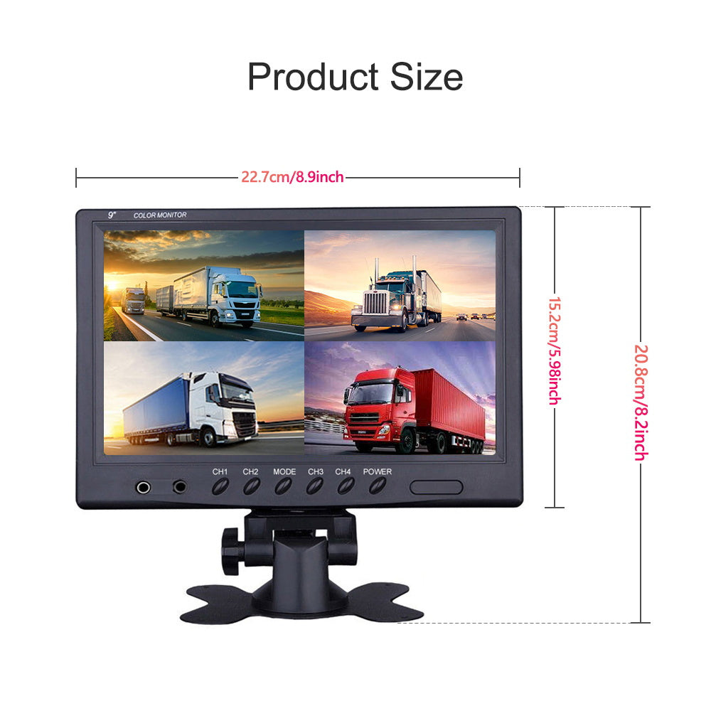 Achteruitrijcamera – Parkeercamera – Reversiecamera – Backup Camera – 4 Camera Set – 9 Inch Monitor – Nachtzicht – 20 Meter Kabels