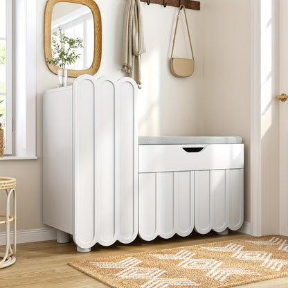Schoenenkast – Halmeubel – Opbergkast – Schoenenopberger – Hal organizer – Wit – Met Zitplek en Ventilatie – Duurzaam Niet-Houten Materiaal – Compact Design