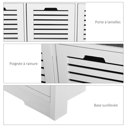 Schoenenbank – Schoenenkast – Opbergbank – Halbank – Zitbank – Met 3 Ventilerende Lades – Comfortabel Verwijderbaar Kussen – Wit – Compact 108x35x43 cm