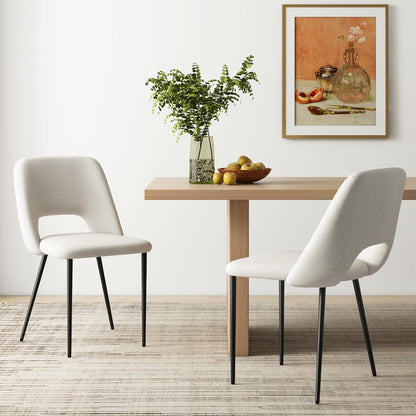 2-Delige Stoelenset – Eetkamerstoelen – Barkrukken – Keukenstoelen – Make-up Stoelen – Velvet Bekleding – Metalen Frame – Ergonomisch Design – Gewichtscapaciteit 150 kg – Witte Kleur