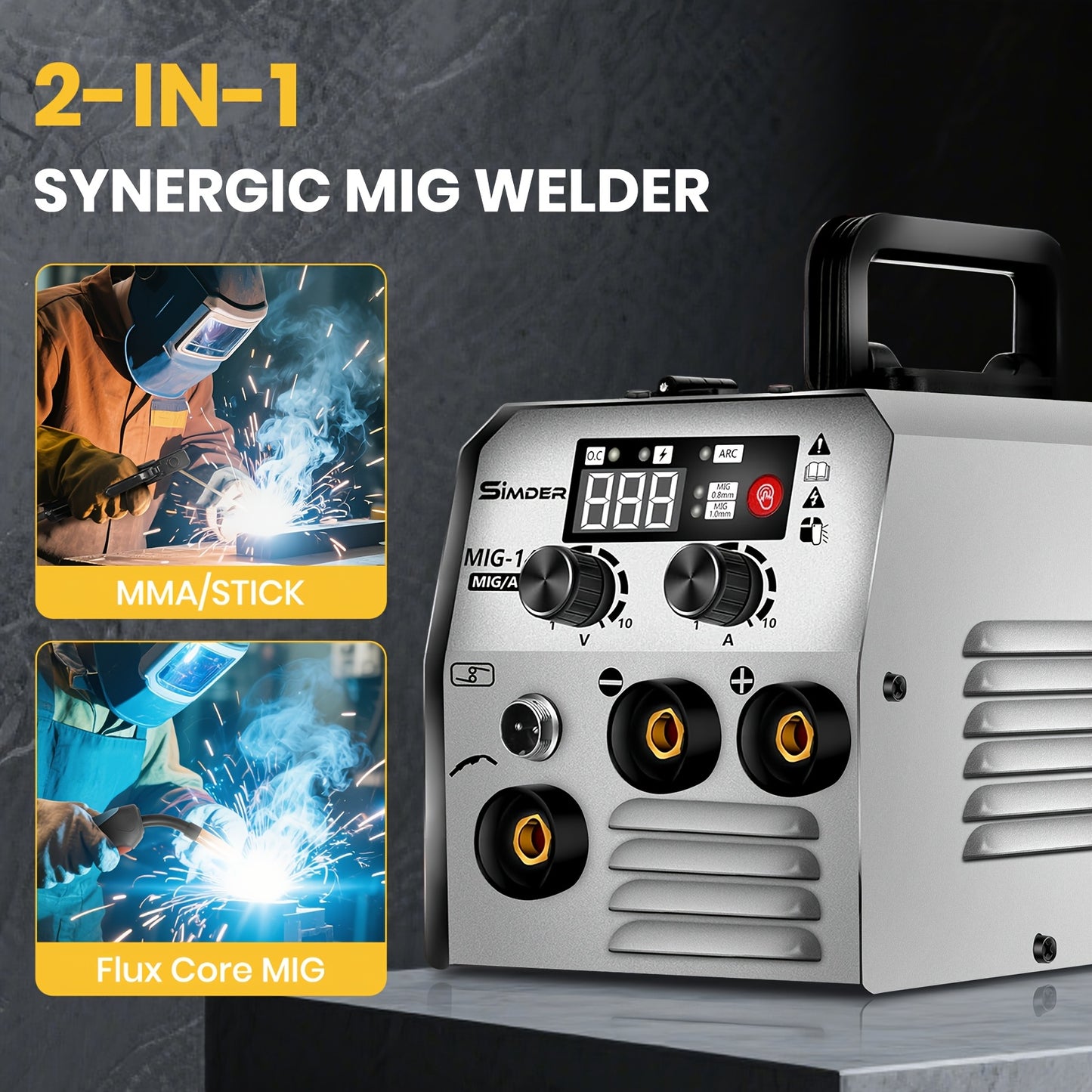 Lasapparaat – Mig Lasmachine – Elektrode Lasapparaat – Inverter Lasmachine – Booglasapparaat – 2-in-1 Gasloos Mig & Mma – Compact Draagbaar Design – Instelbare Stroom Met Digitaal Display
