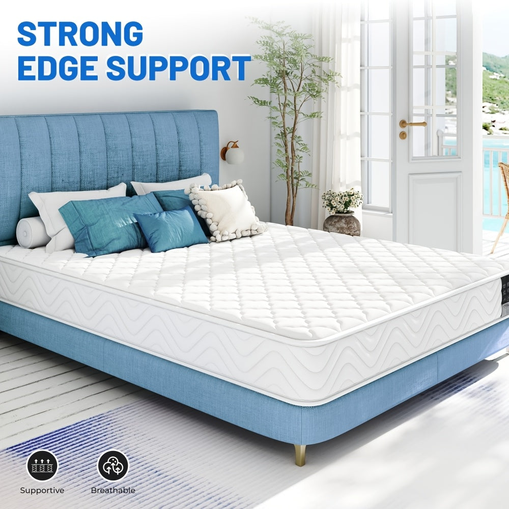 Memory Foam & Spring Mattress - Single/Double (90/140/160*200*18cm) | Thick Medium Firmness & Open Coil Sleep Support | Pressure Relief