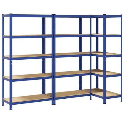 Opbergrek – Stellingkast – Opbergrek – Opbergkast – Rek – 5 Niveaus – Set Van 3 Blauw – Duurzaam Kunststof – Ruime Opbergruimte