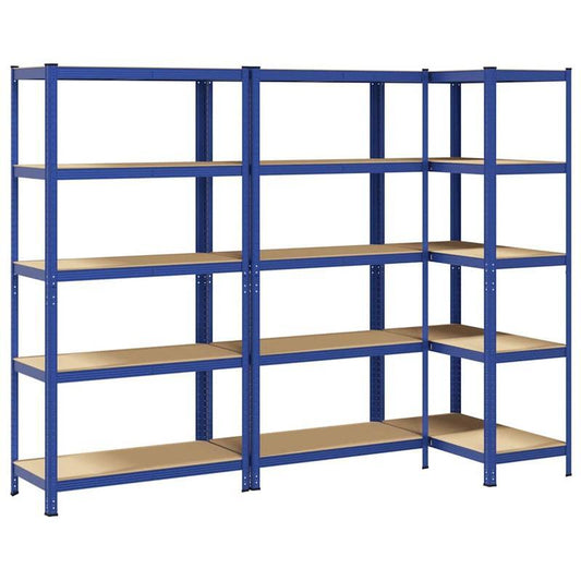 Opbergrek – Stellingkast – Opbergrek – Opbergkast – Rek – 5 Niveaus – Set Van 3 Blauw – Duurzaam Kunststof – Ruime Opbergruimte