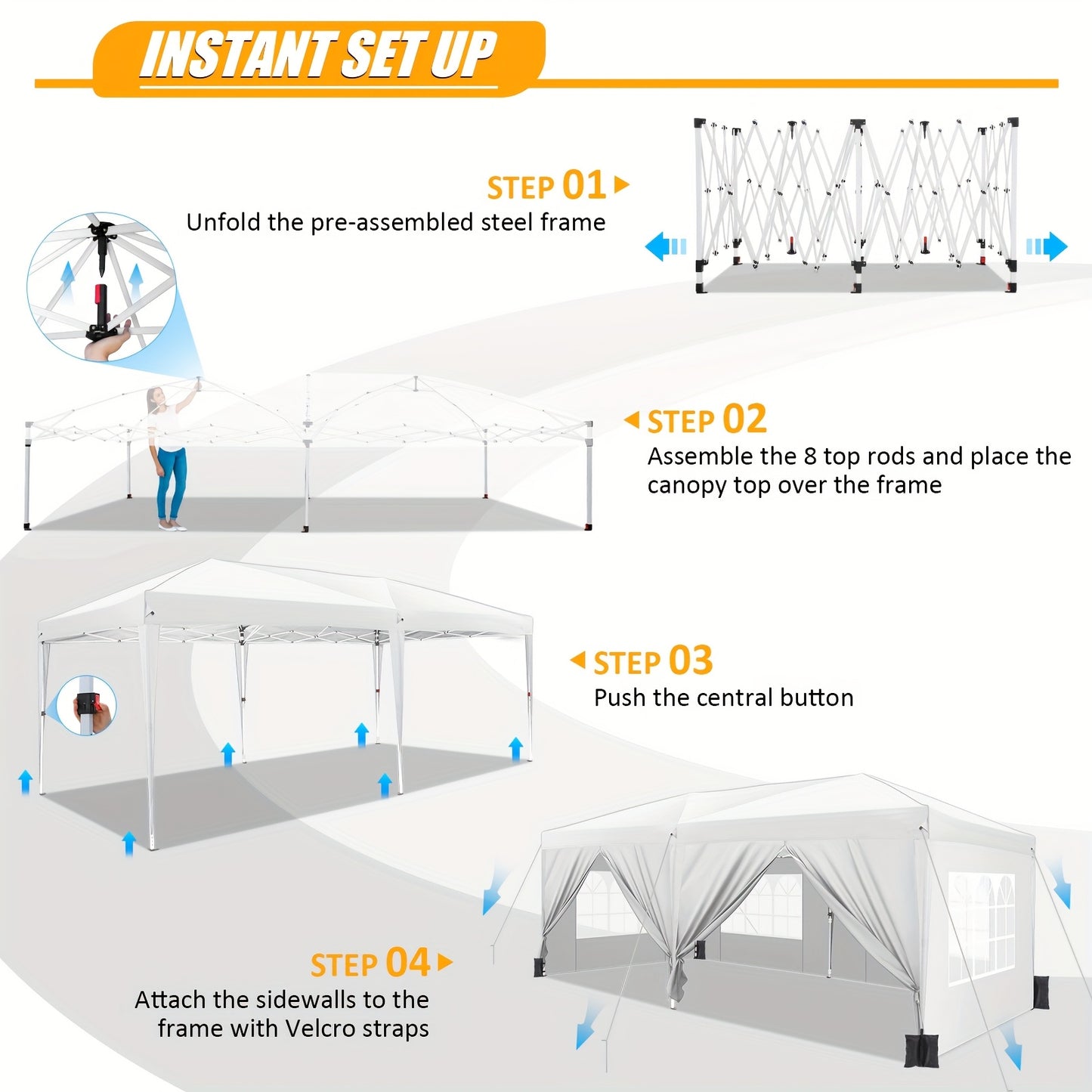 Partytent – Opvouwbare Tent – Feesttent – Buiten Tent – Luifel – 3×6 Meter – Eenvoudig Opzetten – Stevige Constructie