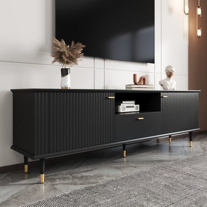 TV Meubel – TV Kast – TV Meubelkast – Entertainmentmeubel – TV Dressoir – Zwart – 170x36x54,5 cm – Soft-Close Lades – Hoogwaardige Materialen