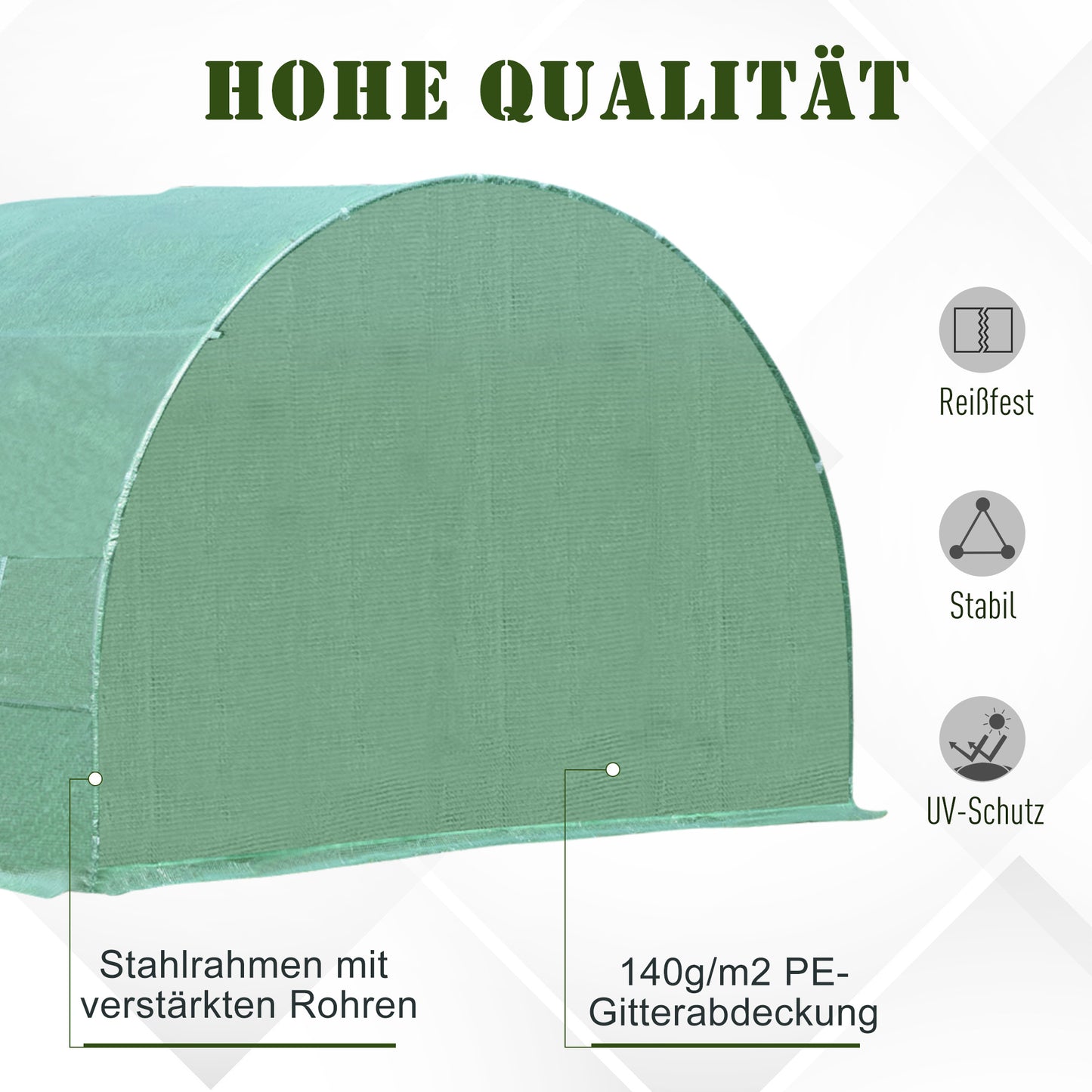 Kweektunnel – Groententunnel – Tomatentunnel – Kas – Folietunnel – Groen – Ventilatieraam – 595 x 300 x 200 cm – UV-bestendig kunststof