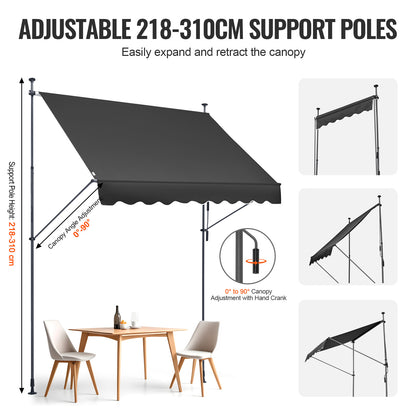 Uitvalscherm – Terrasscherm – Zonnescherm – Pergolascherm – Uitvalzonwering – 250x120 cm – UV Bescherming en Waterafstotend