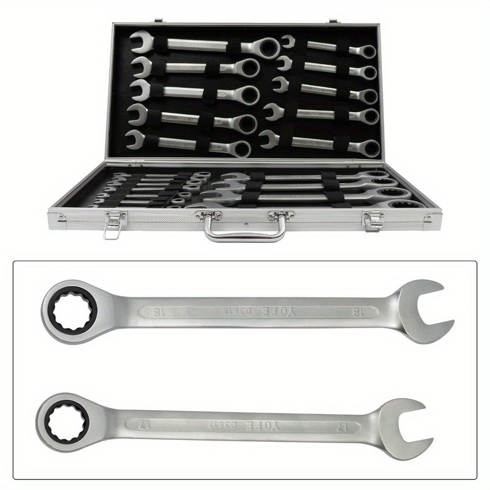 Ratel Ringsleutelset – Ratelring Wrenchset – Ringsleutel Set – Ratelringsleutel – Sleutelset – 22-delig – Chroom-Vanadium Staal – 6-32mm