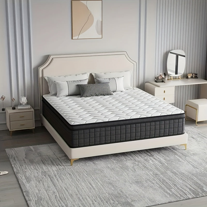 Queen Size Independent Pocket Spring Mattress | Memory Foam, Ergonomic Design, Medium Firmness, Luxurious Soft Comfort, Gray Wedding Mattress