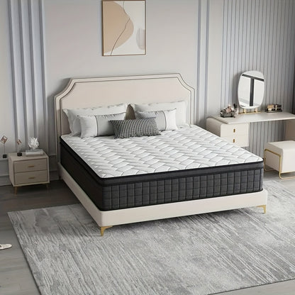 Queen Size Independent Pocket Spring Mattress | Memory Foam, Ergonomic Design, Medium Firmness, Luxurious Soft Comfort, Gray Wedding Mattress