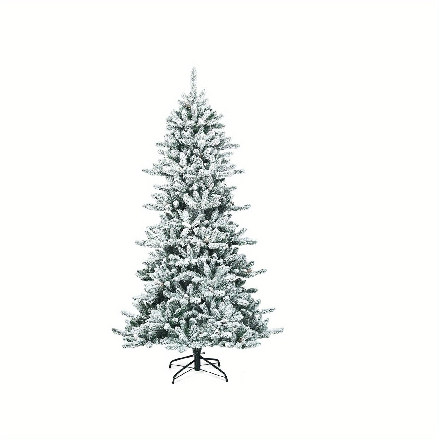 Kunstkerstboom – Nepspar – Kunstboom – Decoratieve Kerstboom – Winterse Boom – Sneeuwbedekt – Volle Vorm – Met Dennenappels – Premium PVC – 213 cm Hoog