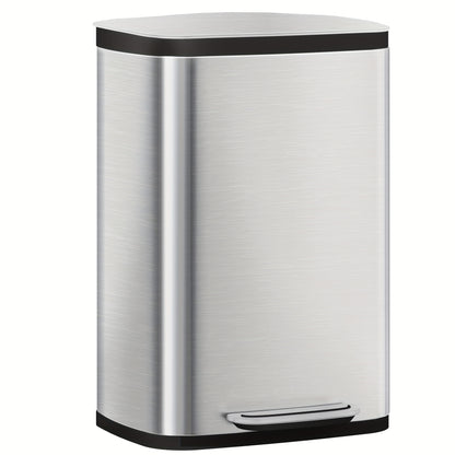 Keukenprullenbak – Afvalbak – Vuilnisbak – Pedaalbak – Afvalcontainer – Silvery – 50 Liter Capaciteit – Soft-Close Deksel Met Binnenemmer