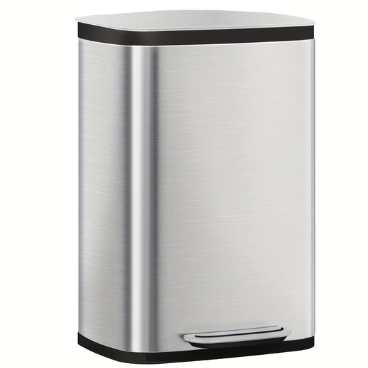 Keukenprullenbak – Afvalbak – Vuilnisbak – Pedaalbak – Afvalcontainer – Silvery – 50 Liter Capaciteit – Soft-Close Deksel Met Binnenemmer