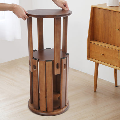 StapKrukken – Houten Kruk Set – Ronde Zitkrukken – Barkrukken – Bijzetkruk – Stapelbaar Ontwerp – Met Wieltjes en Remmen – Massief Rubberhout – Compact en Flexibel
