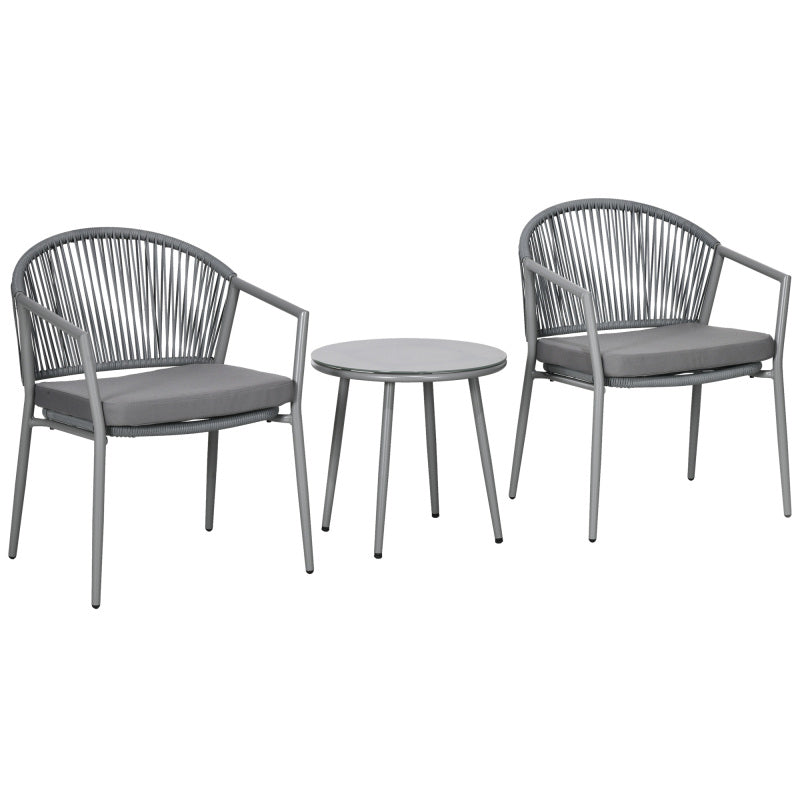 2-Persoons Tuinmeubelset – Loungeset – Balkonset – Terrasmeubilair – Buitenmeubels – Lichtgrijs – Compact Formaat – Weerbestendige Kussens