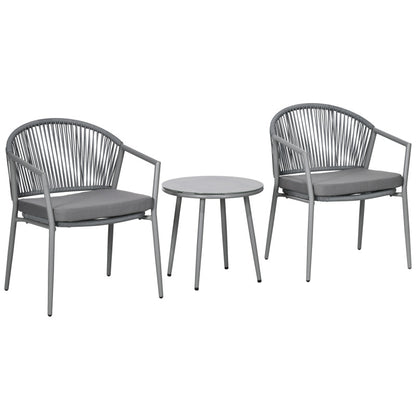 2-Persoons Tuinmeubelset – Loungeset – Balkonset – Terrasmeubilair – Buitenmeubels – Lichtgrijs – Compact Formaat – Weerbestendige Kussens