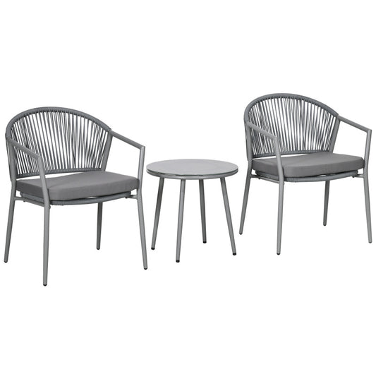 2-Persoons Tuinmeubelset – Loungeset – Balkonset – Terrasmeubilair – Buitenmeubels – Lichtgrijs – Compact Formaat – Weerbestendige Kussens