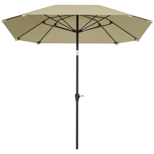 Parasol – Terrasparasol – Zonnescherm – Schaduwdoek – Tuinparasol – Beige – 2,3 Meter Diameter – Verstelbaar Met Zwengelmechaniek