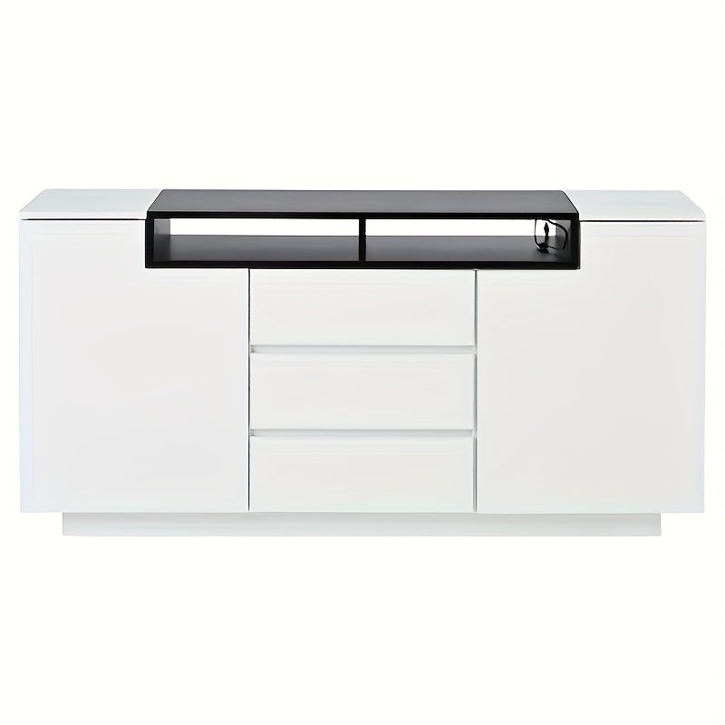 Opbergkast – Opbergmeubel – Kast – Dressoir – Wit – Bamboe Materiaal – Groot Opbergruimte – 140x60x48 cm