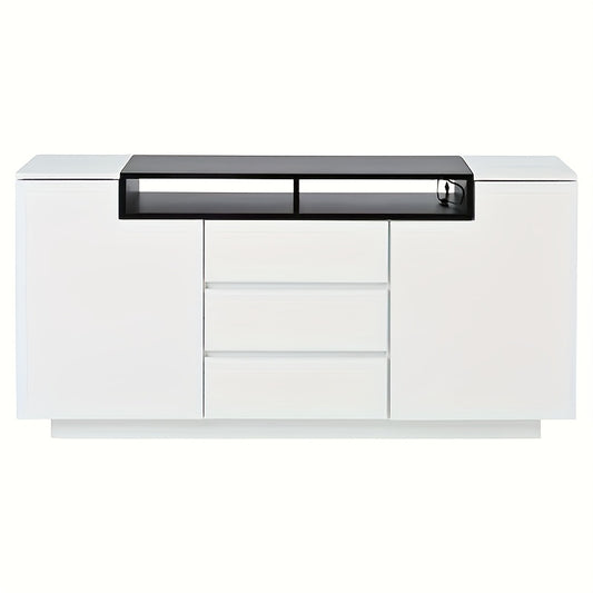 Opbergkast – Opbergmeubel – Kast – Dressoir – Wit – Bamboe Materiaal – Groot Opbergruimte – 140x60x48 cm