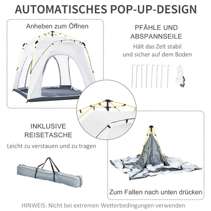 Pop-up Koepeltent – Koepeltent, Vouwtent, Buitentent, Campingtent – Lichtgrijs – Voor 4 Personen – Waterdicht en UV 50+ Bescherming