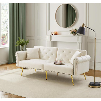 This Modern Velvet Two-Person Sofa Bed Comes with a Backrest That Can Be Adjusted to Three Different Positions. Its Chic Design Not Only Provides Sleeping Options But Also Maximizes Space And Supports a Strong Weight Limit, M