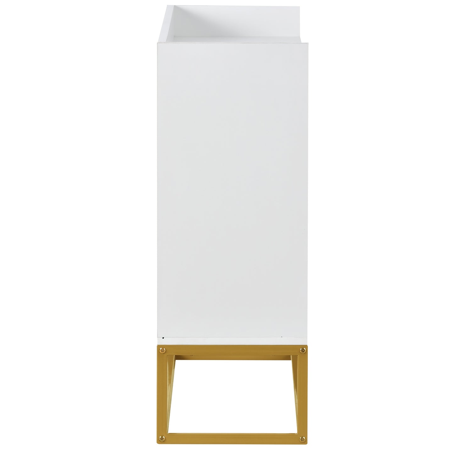 Modern Minimalist Four-Door Handleless Dining Cabinet - Metal Frame with Golden Legs, White Finish for Kitchen, Living Room & Dining Room Storage