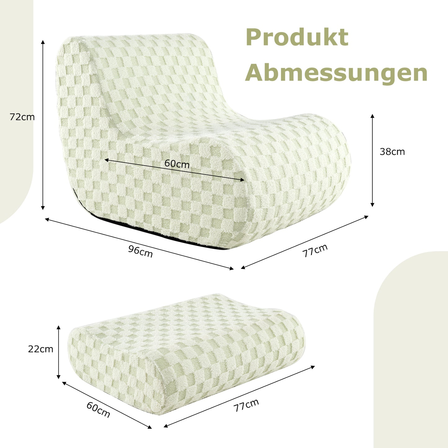 Zitzak – Zitzak Met Poef – Zitzak Stoel – Zitzak Bank – Zitzak Lounge – Hoogwaardige Eén Stuk Schuim Vulling – Wasbare Teddy Fleece Hoes