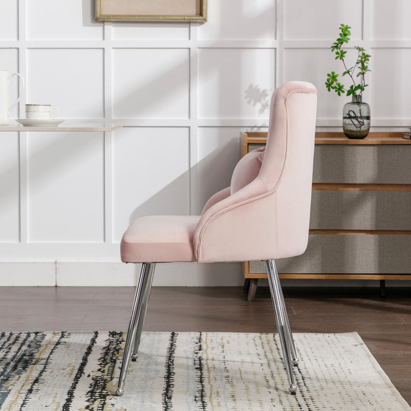 Eetkamerstoelen – Stoelen – Zitmeubels – Dining Chairs – Eettafel Stoelen – Set Van 4 – Roze Velvet Bekleding – Met Metalen Poten – Gepolsterde Armleuningen – Ergonomisch Design