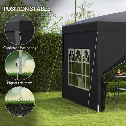 Outsunny Canopy Tent Pop-Up Folding 3 X 3M 4 Removable Walls + Black Carry Bag