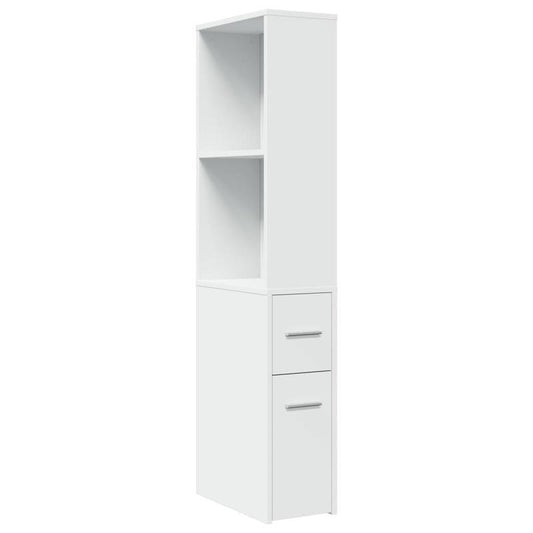Badkamerkast – Badkamermeubel – Opbergkast – Kolomkast – Smal Kastje – Wieltjes – Hardhouten Materiaal – Lade En Bovenplank
