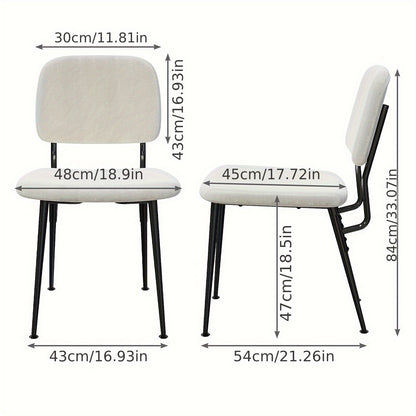 Eetkamerstoel – Stoel – Kuipstoel – Armstoel – Fauteuil – Set Van 2 – Wit Velvet – Met Hoge Rugleuning – Met Metaal Onderstel – Zithoogte 47 cm