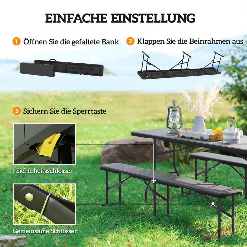 Campingbank – Outdoor Bank – Kampeerbank – Tuinbank – Picknickbank – Draagvermogen 240 kg – Lichtgewicht & Robuust A-frame